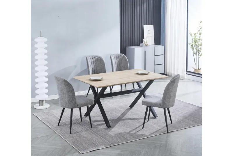 CONJUNTO MESA ROYCE + 4 SILLAS RORY GRIS