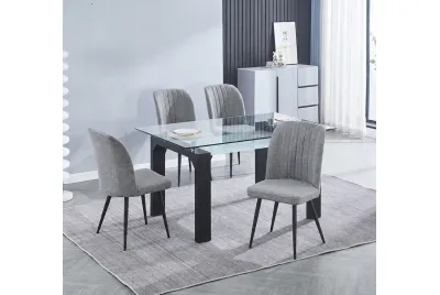 CONJUNTO MESA SENSEI NEGRA + 4 SILLAS RORY GRIS