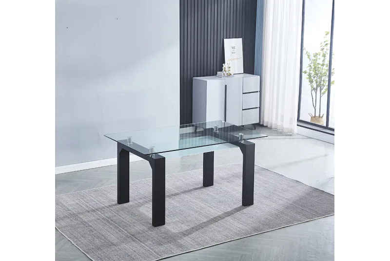 MESA COMEDOR FIJA C/TRANSPARENTE SENSEI NEGRO