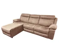 Sofá Chaise Longue Izquierdo 2 Plazas con Mecanismo Relax Eléctrico, Tapizado Nolia Menfis Piedra