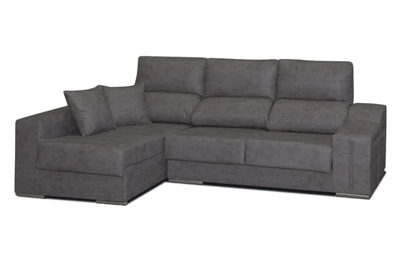 Sofá Chaise Longue con Arco Izquierdo - Tapizado Tela Rio Color Antracita