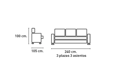 Sofá de 3 plazas Gredos tapizado en tela Magnolia Cemento