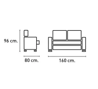 Sofá 2 plazas reclinable extraíble en forma de U tapizado en tela Cairo color antracita