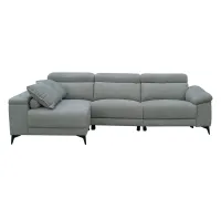 Sofá Chaise Longue Izquierdo 2 Plazas con Mecanismo Relax Eléctrico, Tapizado en Tela Londres Color Gris