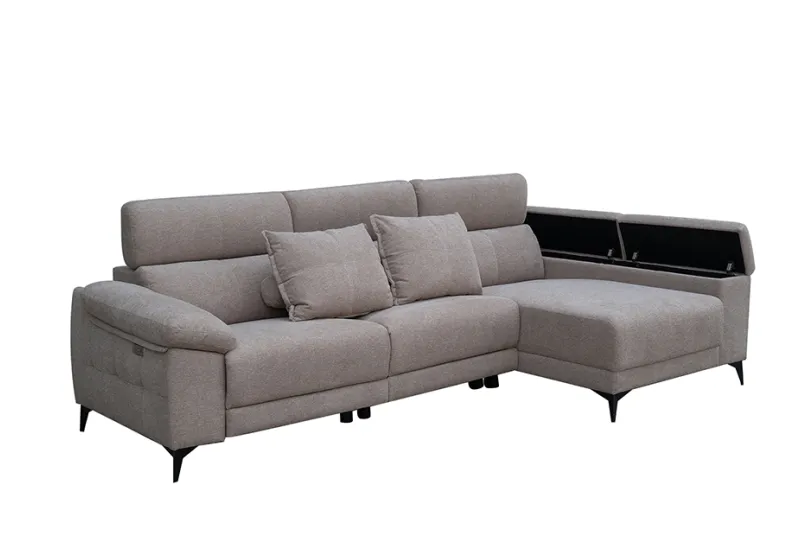 Sillón Chaise Longue Eléctrico Derecho con 2 Motores Relax - Tapizado Beige