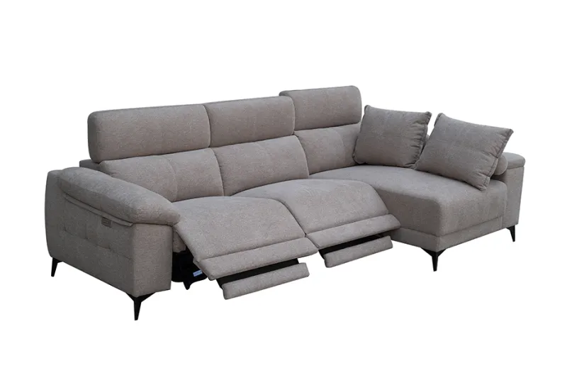 Sillón Chaise Longue Eléctrico Derecho con 2 Motores Relax - Tapizado Beige
