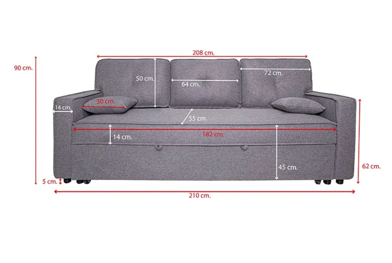 SOFA CAMA DAX TAP.MALMO GRIS
