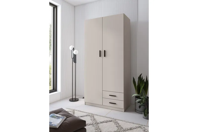 Armario Aura 2025 de 2 Puertas y 2 Cajones en Color Beige