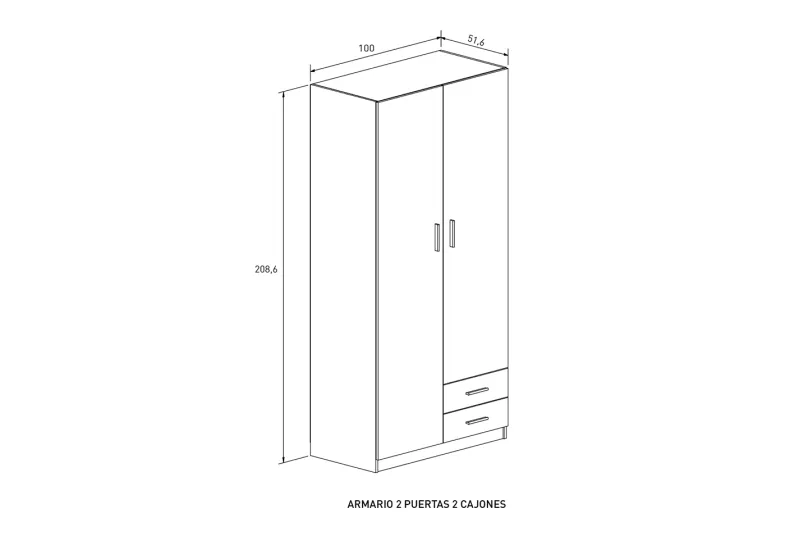 Armario Aura 2025 Mavella - 2 Puertas y 2 Cajones | Dormitorio