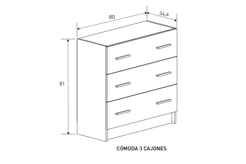 Cómoda de 3 Cajones Aura 2025 Mavella | Diseño y Almacenaje