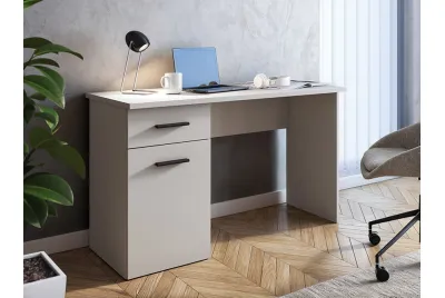 Mesa de estudio Aura 2025 beige con 1 cajón y 1 puerta