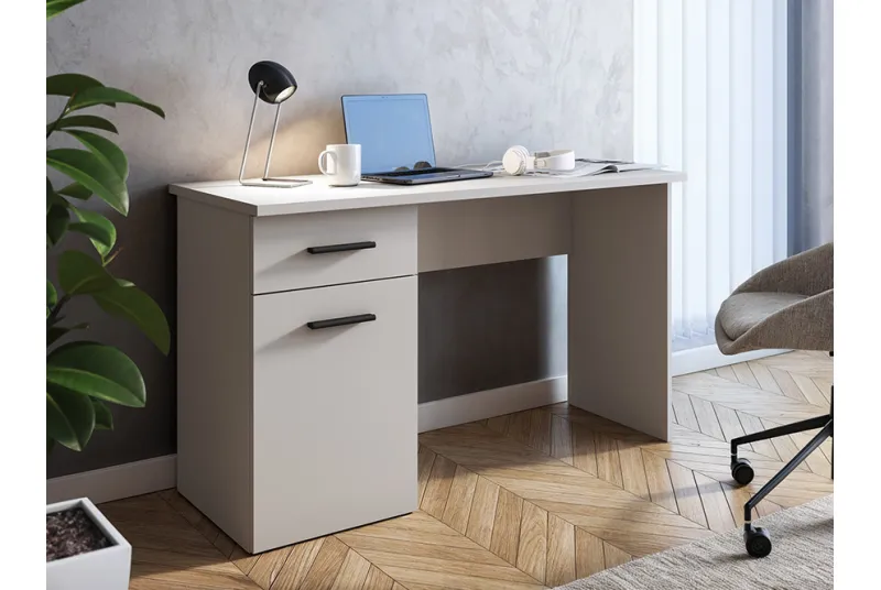 Mesa de estudio Aura 2025 beige con cajón y puerta | Escritorio moderno