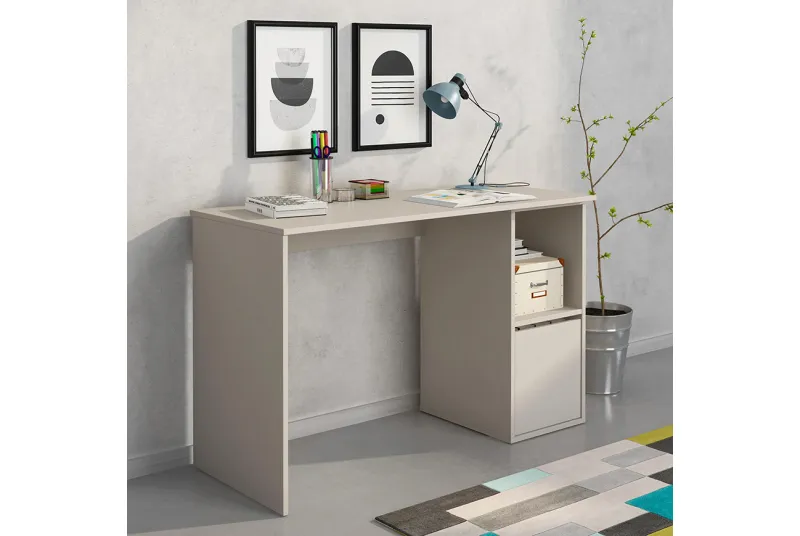 Mesa de estudio con puerta Aura 2025 en color beige | Escritorio moderno