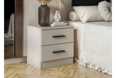 Mesita de noche 2 cajones Aura 2025 beige