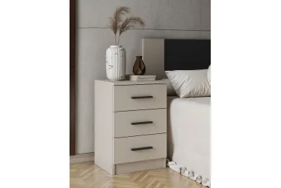 Mesita de noche 3 cajones Aura 2025 beige
