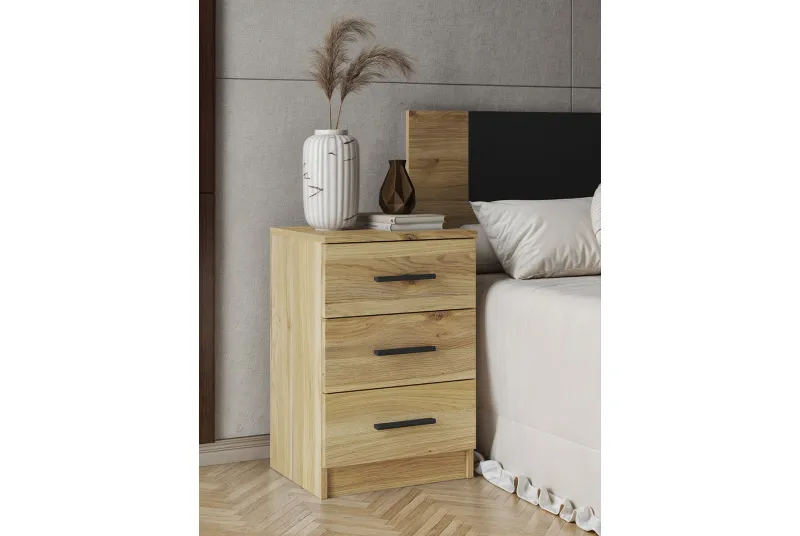 Mesita de Noche Aura 2025 con 3 Cajones - Color Mavella