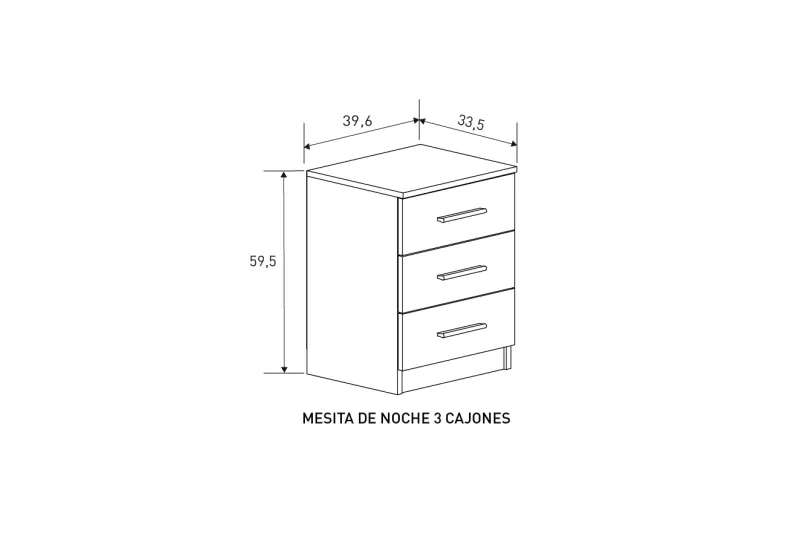 Mesita de Noche Aura 2025 con 3 Cajones en Color Beige