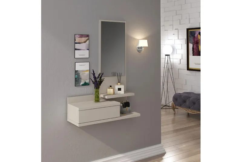 Recibidor Vertical Aura 2025 en Color Beige | Consola de Entrada Moderna