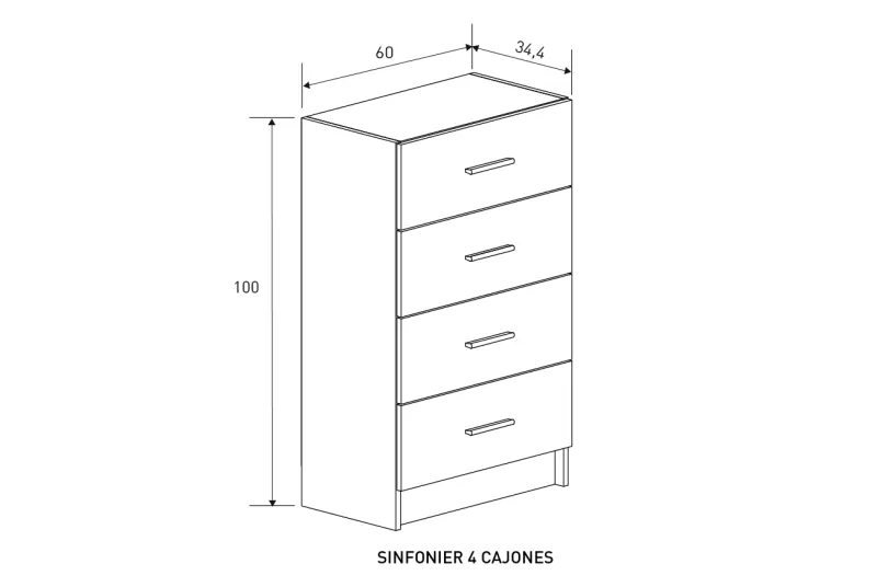Sinfonier Aura 2025 de 4 Cajones en Color Beige | Cómoda Moderna