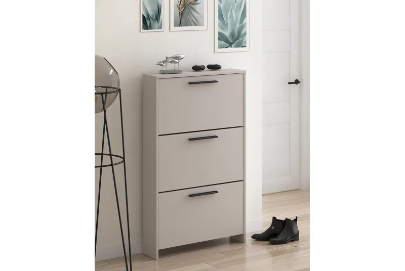 Zapatero de 3 puertas Aura 2025 con patas - Beige | Aparador Buffet
