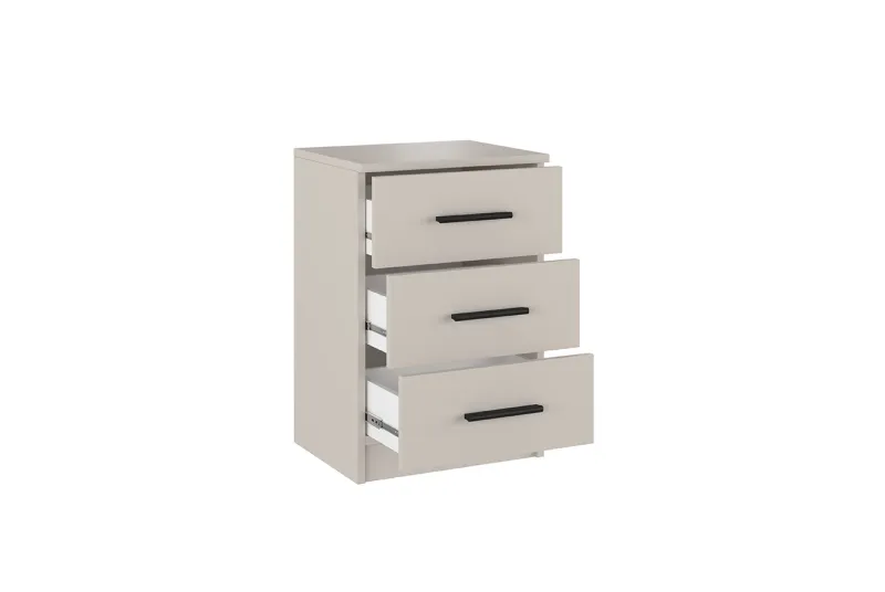 Mesita de Noche Aura 2025 con 3 Cajones en Color Beige