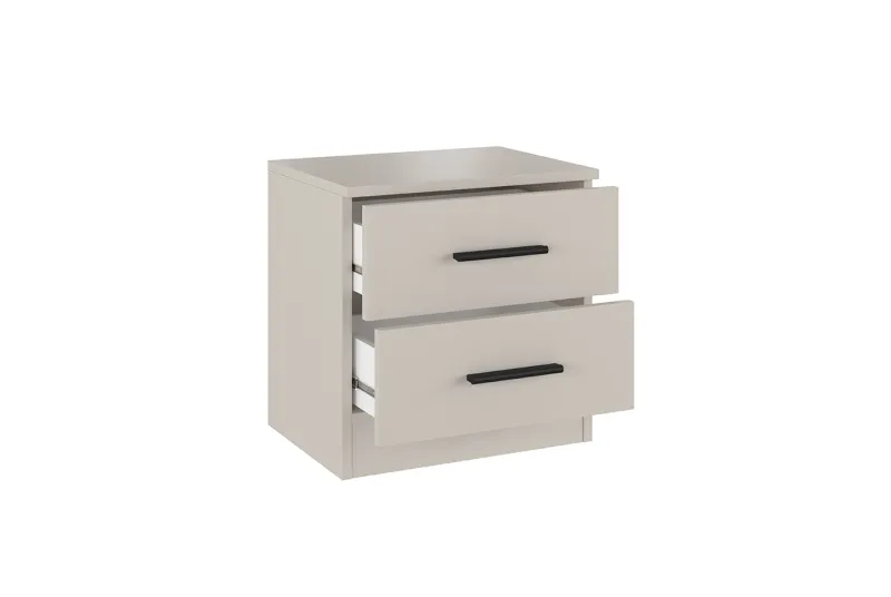 Mesita de Noche Aura 2025 con 2 Cajones en Color Beige