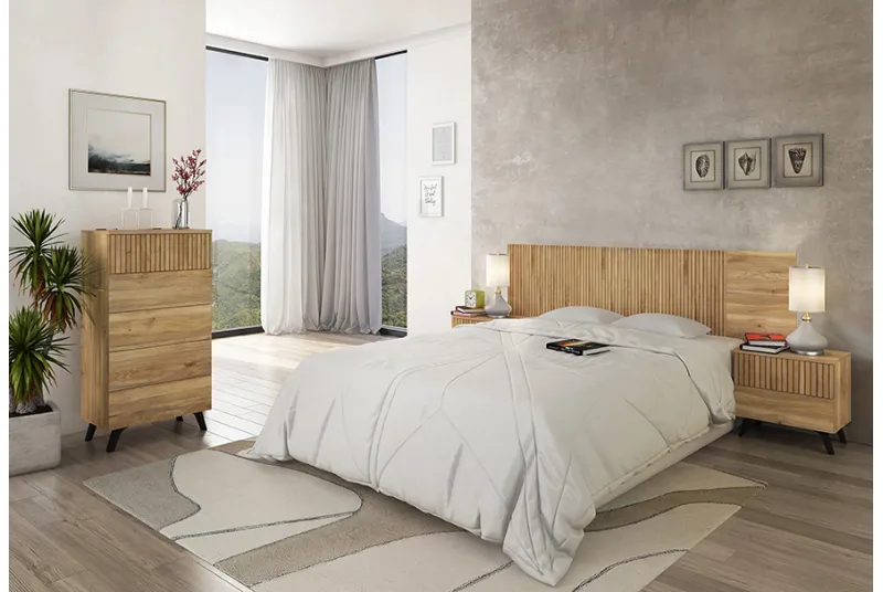 Dormitorio Matrimonio Solana Mauvella a Rayas | Cama y Complementos