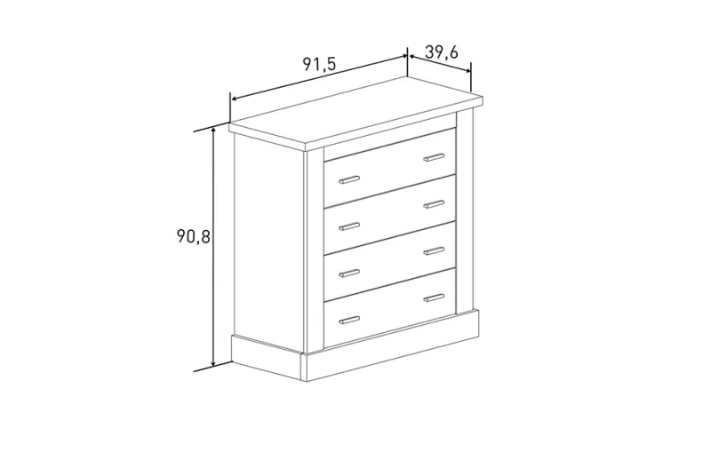 Cómoda de 4 Cajones Rapid Mavella Rayas | Diseño Moderno y Funcional