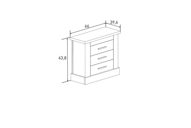 Mesita de Noche con 3 Cajones Rapid Mavella-Rayas | Diseño y Funcionalidad