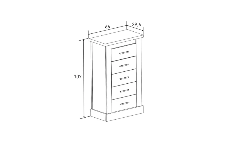 Cómoda Sinfonier de 5 Cajones Rapid Mavella a Rayas