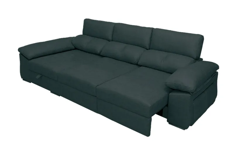 Sofá Chaise Longue con Arco Izquierdo Tapizado en Antracita - Audi