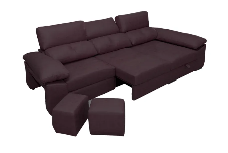 Sofá Chaise Longue con Arco Derecho en Tela Magnolia Plomo | Envío a Alicante y Toda España