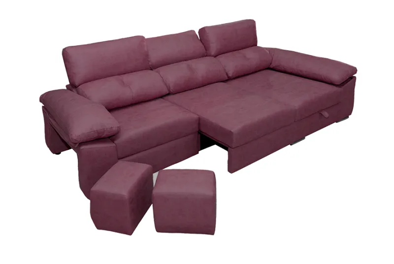Sofá Chaise Longue con Arco Derecho en Tela Rosa | Comodidad y Estilo