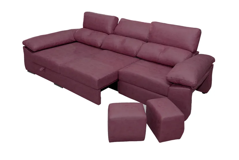 Sillón Chaise Longue con Brazo Izquierdo Tapizado en Tela Rosa Audi