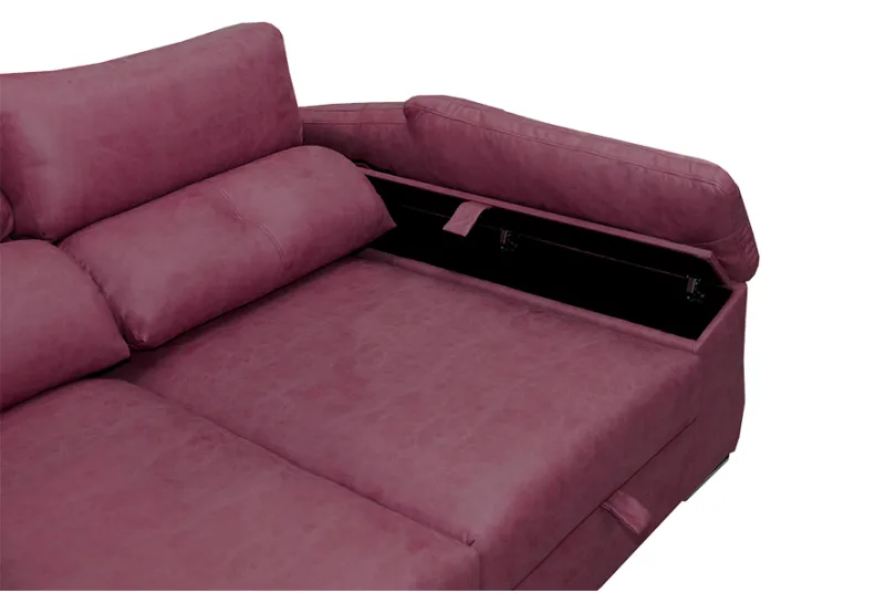 Sofá Chaise Longue con Arco Derecho en Tela Rosa | Comodidad y Estilo