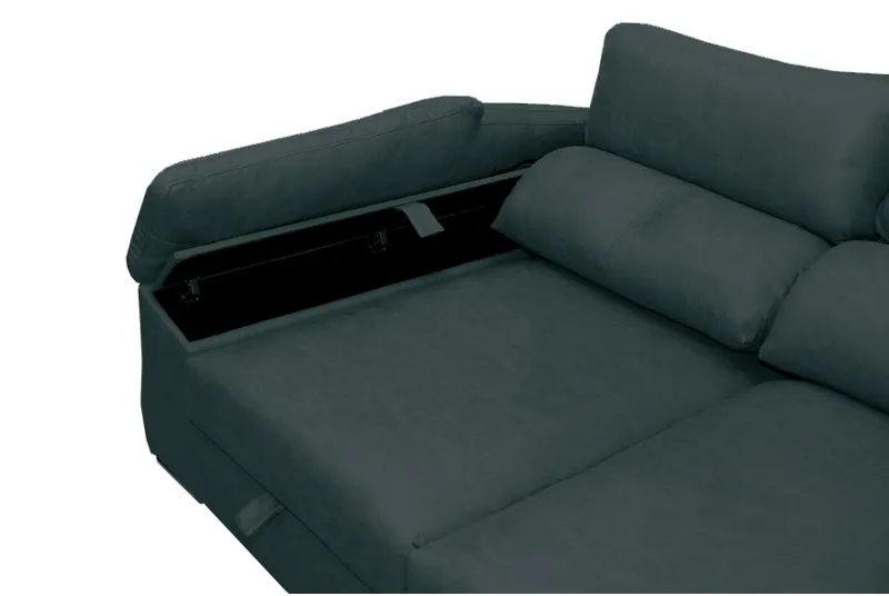 Sofá Chaise Longue con Arco Izquierdo Tapizado en Antracita - Audi