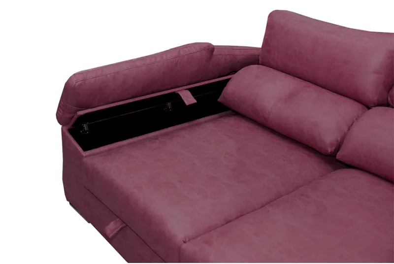 Sillón Chaise Longue con Brazo Izquierdo Tapizado en Tela Rosa Audi