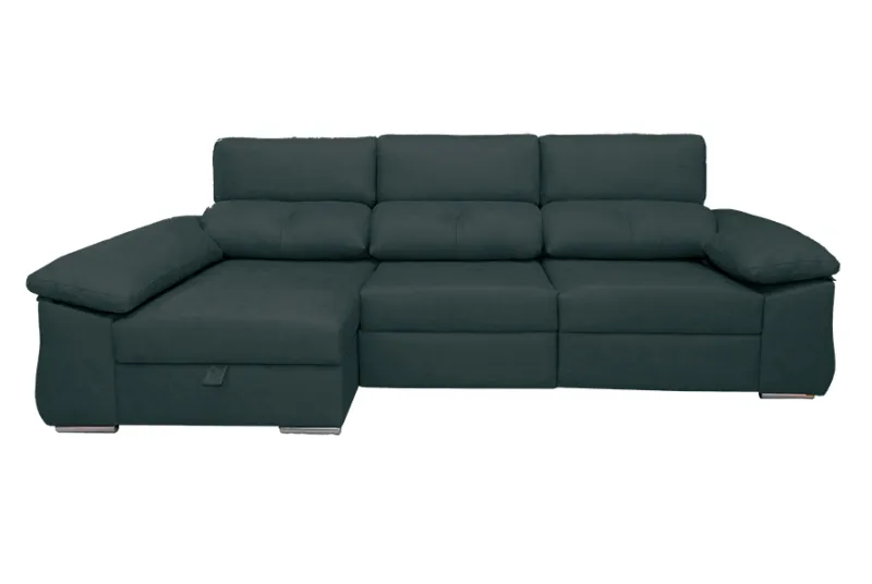 Sofá Chaise Longue con Arco Izquierdo Tapizado en Antracita - Audi