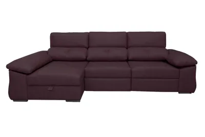 Sofá Chaise Longue con Arco Izquierdo Audi Tapicería Magnolia Plomo