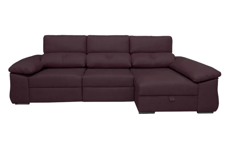 Sofá Chaise Longue con Arco Derecho en Tela Magnolia Plomo | Envío a Alicante y Toda España