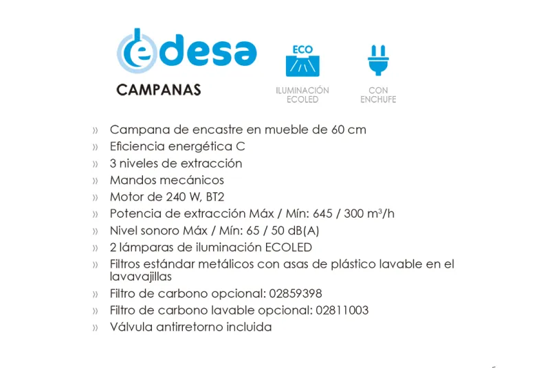 Campana Extractora ECG-5811 X Electro para tu Salón