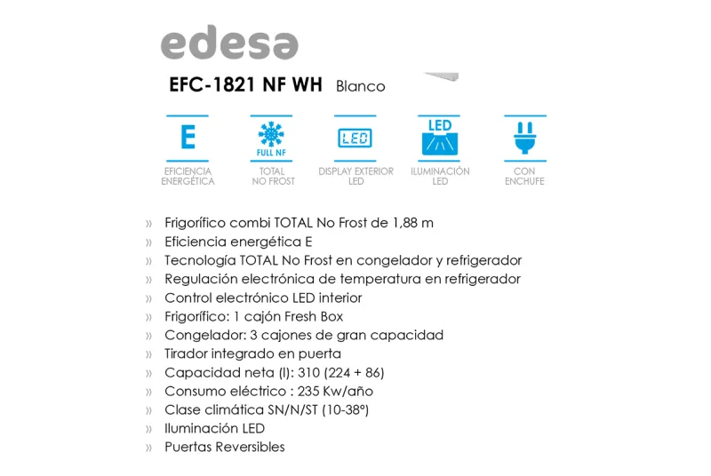 FRIGORIFICO EFC-1821 NF WH ELECTRO. REFERENCIA