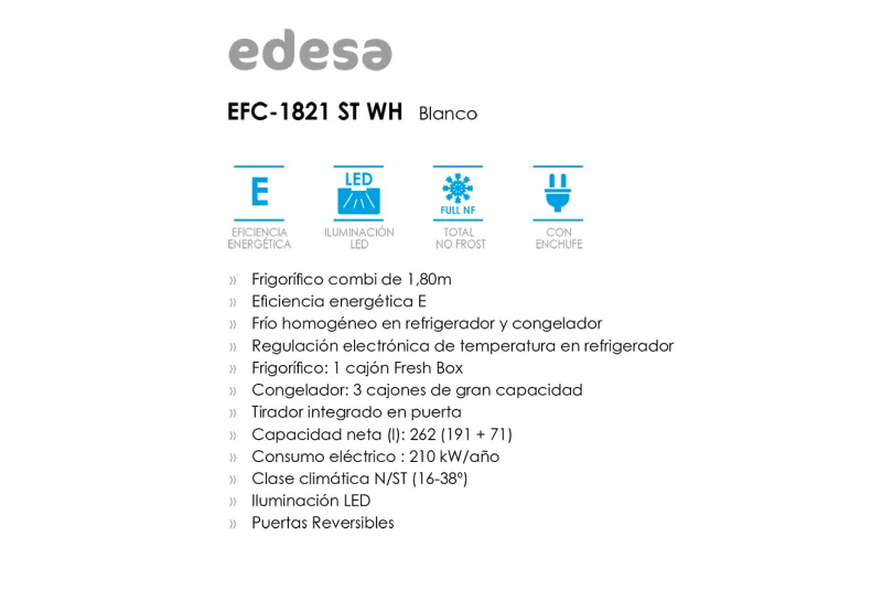 Frigorífico EFC-1821 ST WH Electro | Compra en Alicante con Envío a Toda España