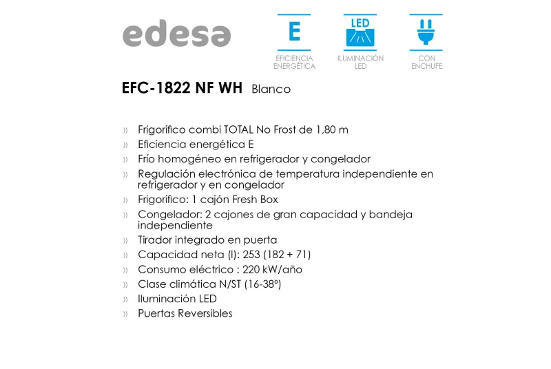 FRIGORIFICO EFC-1822 NF WH ELECTRO. REFERENCIA