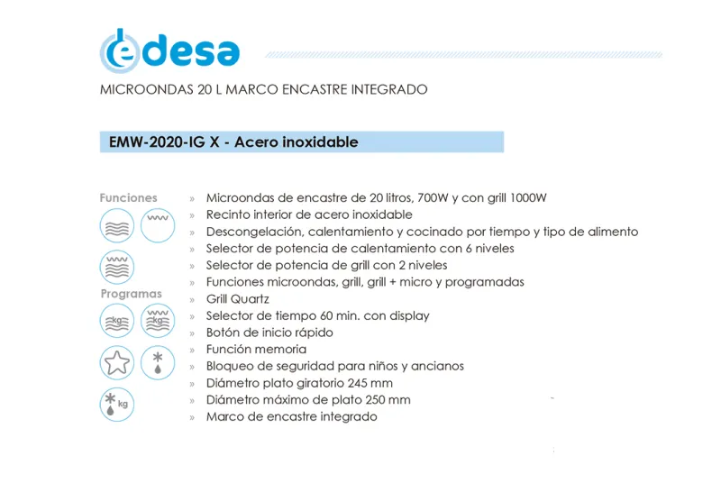 Microondas EMW-2020 IG X Electro - Compra Online en Alicante