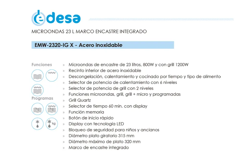 Microondas EMW-2320-IG X Electro - Compra en Alicante con Envío a Toda España