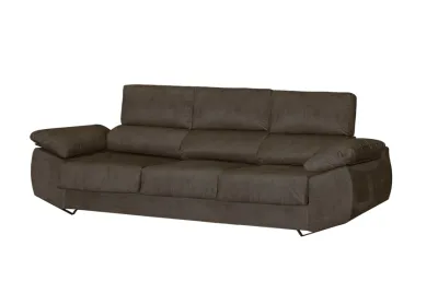 Sofá de 3 plazas - 3 asientos tapizado en tela Magnolia plomo