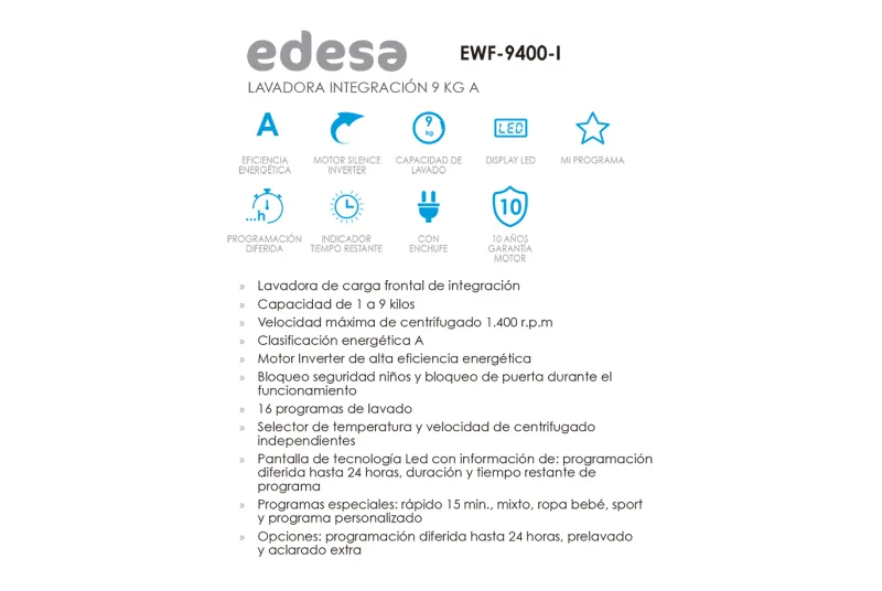 Lavadora EWF-9400I Electro - Compra en Alicante con Envío a Toda España
