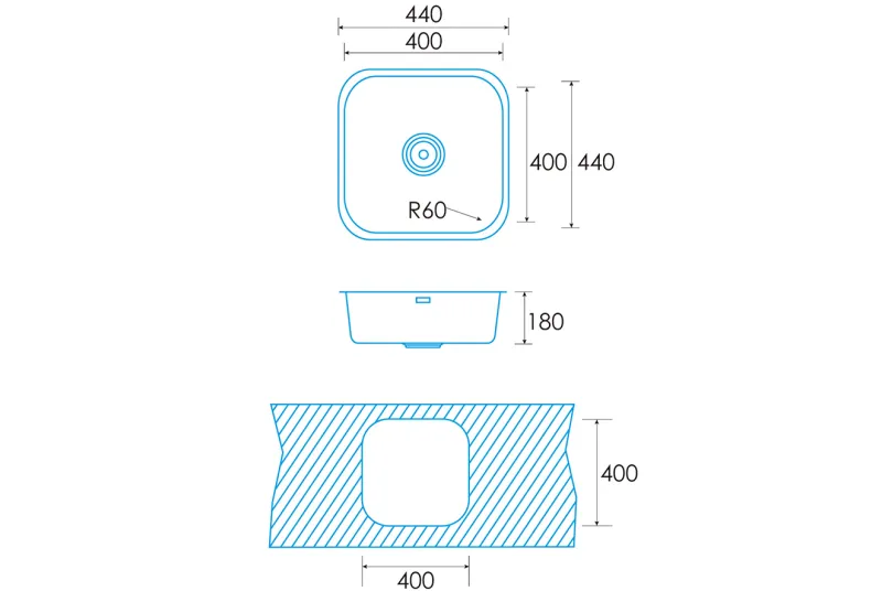 Fregadero de Cocina Fuji BE 40x40 1C R-80 Electro - Compra en Alicante
