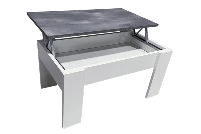 Mesa centro elevable Gala en color blanco-cemento | Diseño moderno y funcional